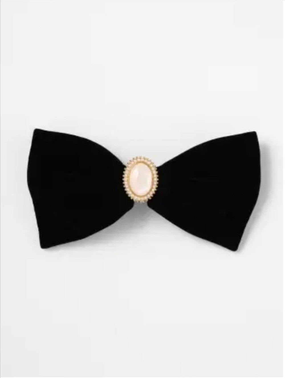 ☀️ 3/$15 - Cider Black Velvet Bow Clip with Gold And Pearl